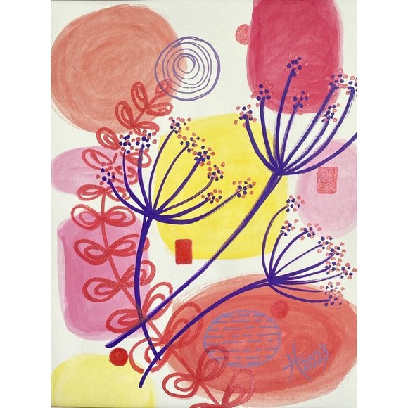 Purple Queen - Original Wall Art Acrylic Painting 11x14in Matted Frame Ready - Picture 2 of 9